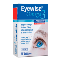 Eyewise Ómega 3 embalagem de 60 cápsulas do fabricante Lamberts suplemento de cuida teus  olhos