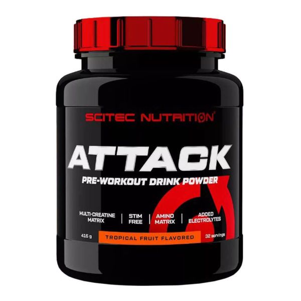Attack embalagem de 416g do fabricante Scitec Nutrition suplemento de pré- treinamento
