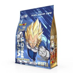 Whey protein dragon ball super limited edition vegeta embalagem de 900g da marca LifePRO na seção de proteína de soro